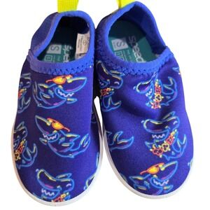 Speedo Kids Splash and Sun Booties NEW Navy Neon Shark Swim Water Kids Size 5-6